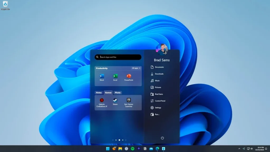 taskbar11 app screenshot one