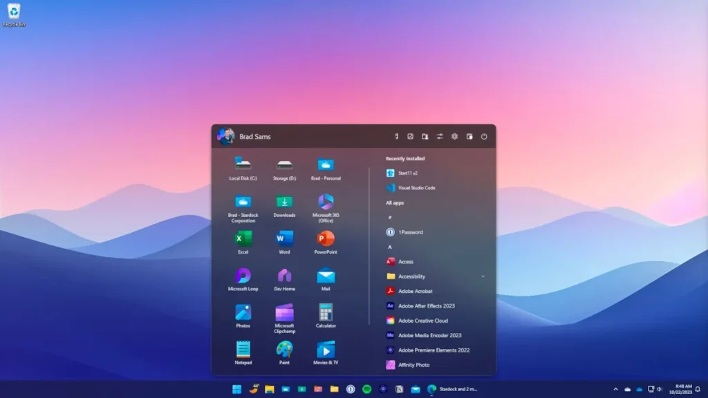 taskbar11 app screenshot two